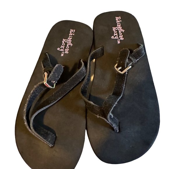 Lot of two sandals Capelli Kids silver floral rhinestone flip flops Roxy Rhinest - Picture 6 of 6